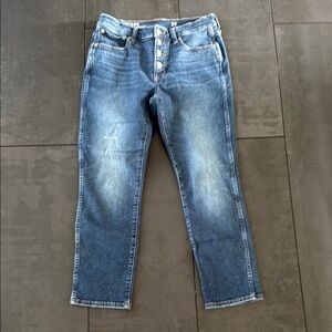 J. Crew Blue Ankle Cropped Jeans with Distressed Finish